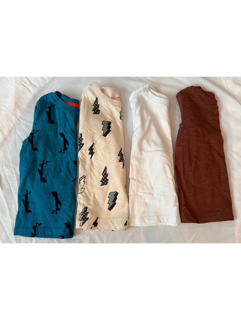 Cat & Jack Boys 2T Long Sleeve Shirts Lot of 4 Penguin Lightning Solid